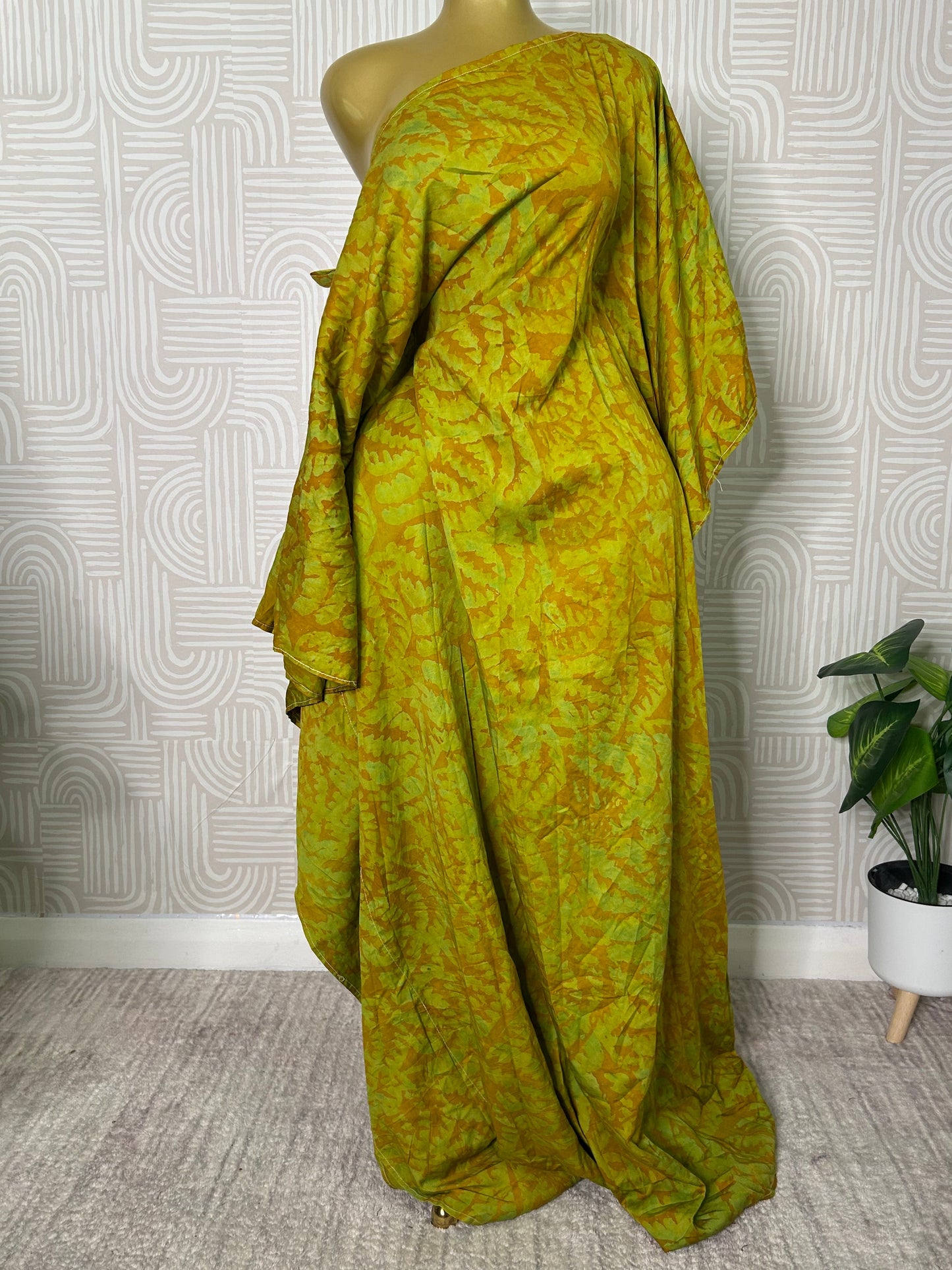 SHOULDER-OFF BUBU dress Adire crepe