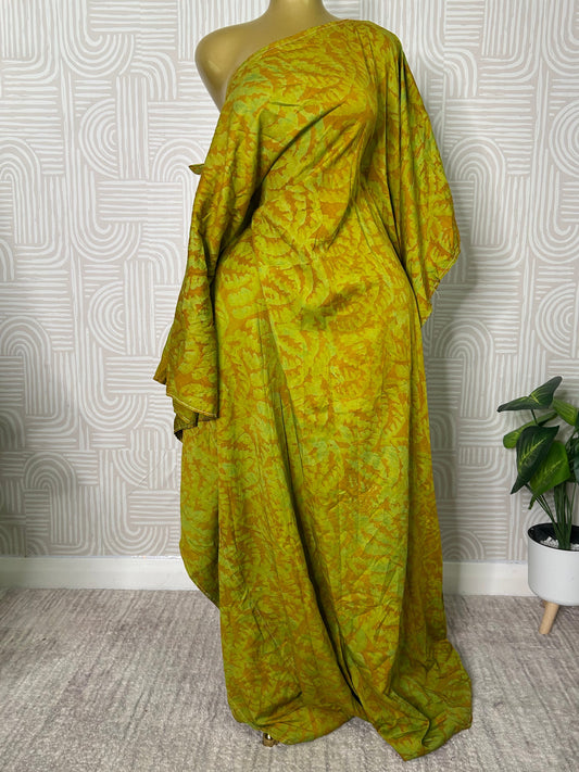 SHOULDER-OFF BUBU dress Adire crepe
