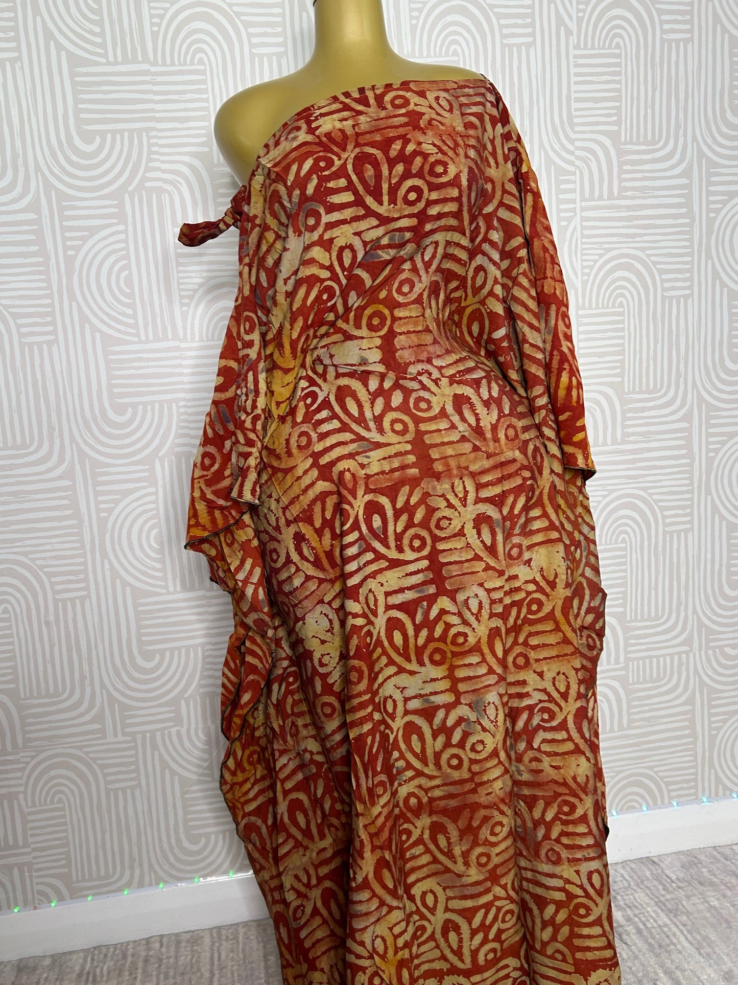 SHOULDER-OFF BUBU dress Adire crepe