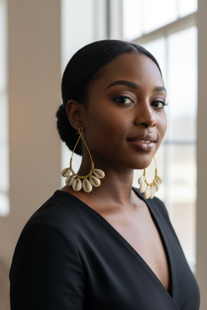 Cowrie Gold Earrings