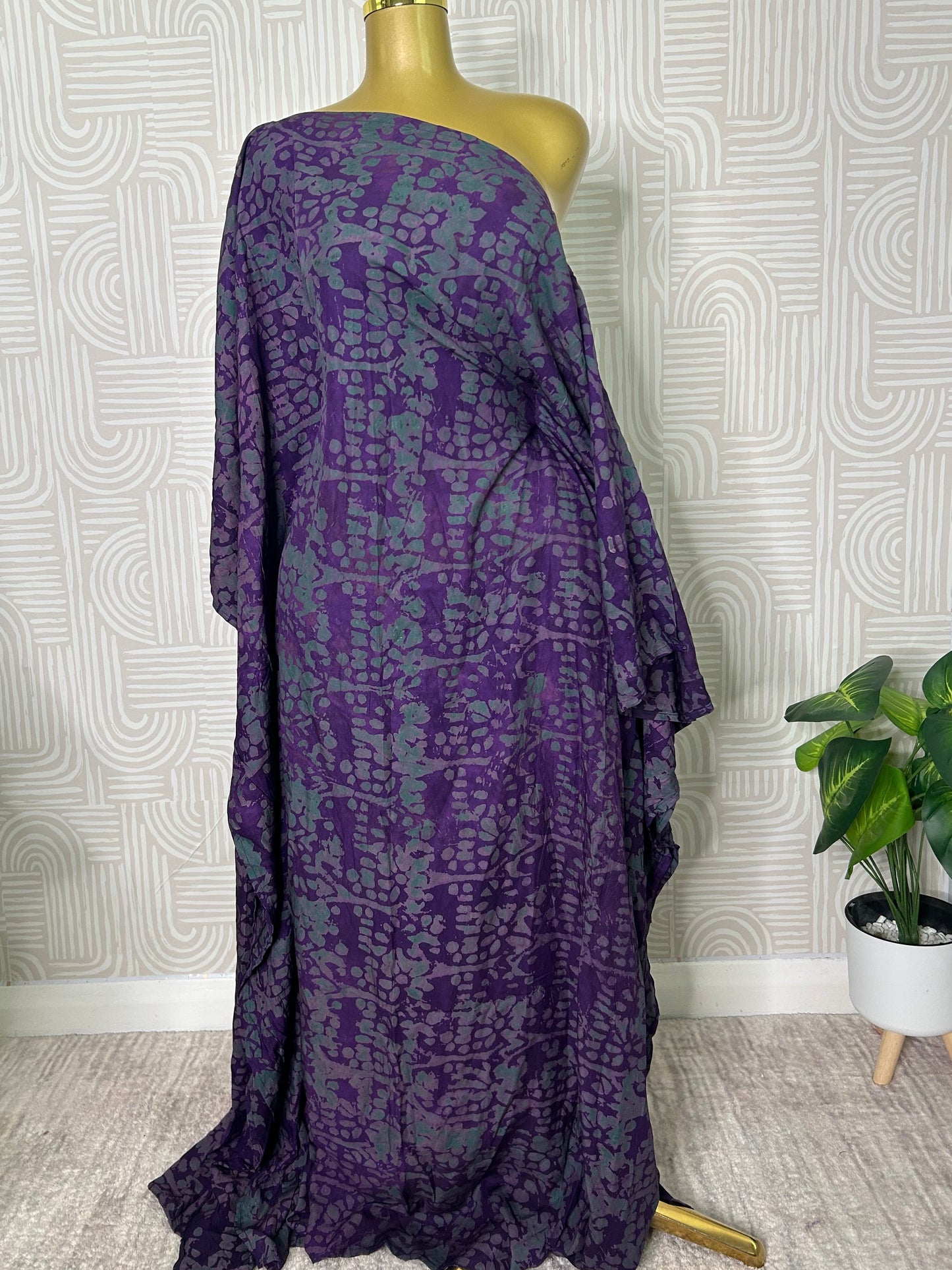 SHOULDER-OFF BUBU dress Adire crepe