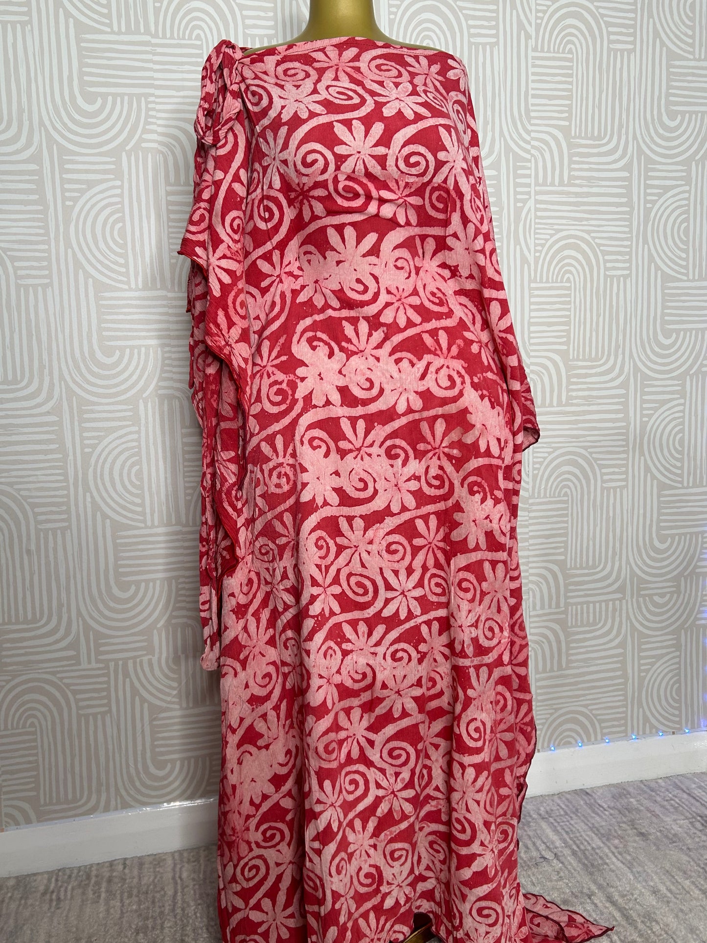 SHOULDER-OFF BUBU dress Adire crepe